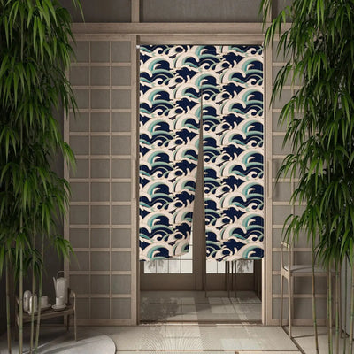 Japanese noren style split curtain