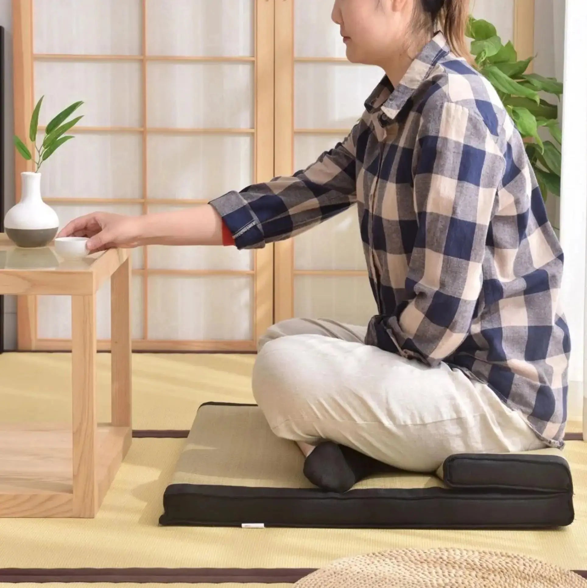 Square tatami zabuton 'Ebina' Japanstreet