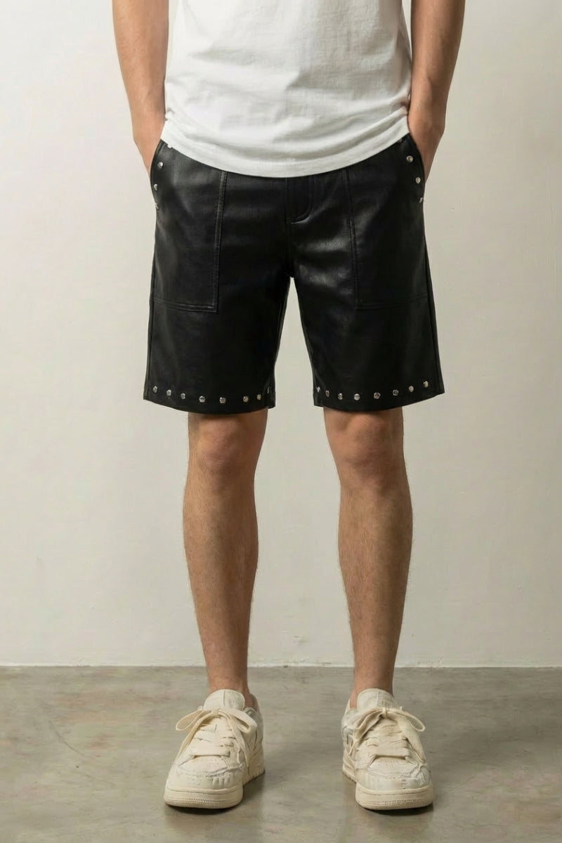 Black Leather Shorts, Studded | Japan Clothing – JAPAN CLOTHING