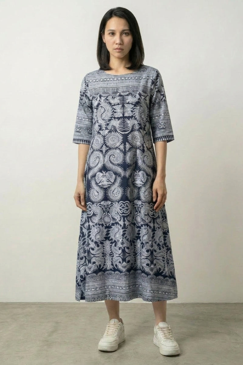 Dress Motif Japanese, Blue & White