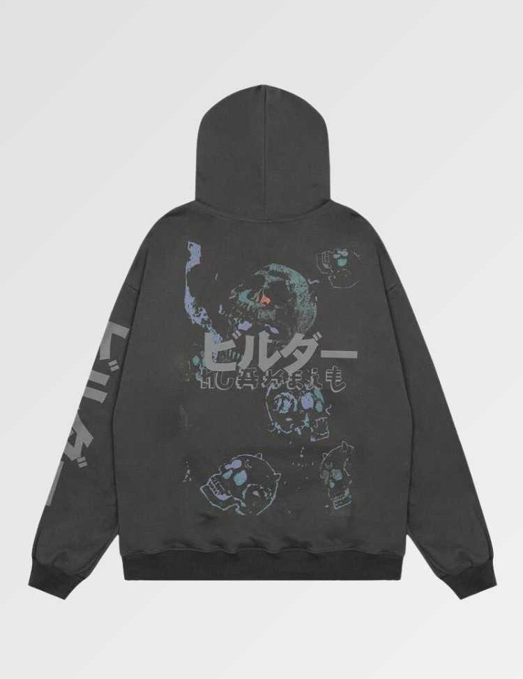 Hoodie with japanese writing in thick cotton inspired by the streets of Tokyo!