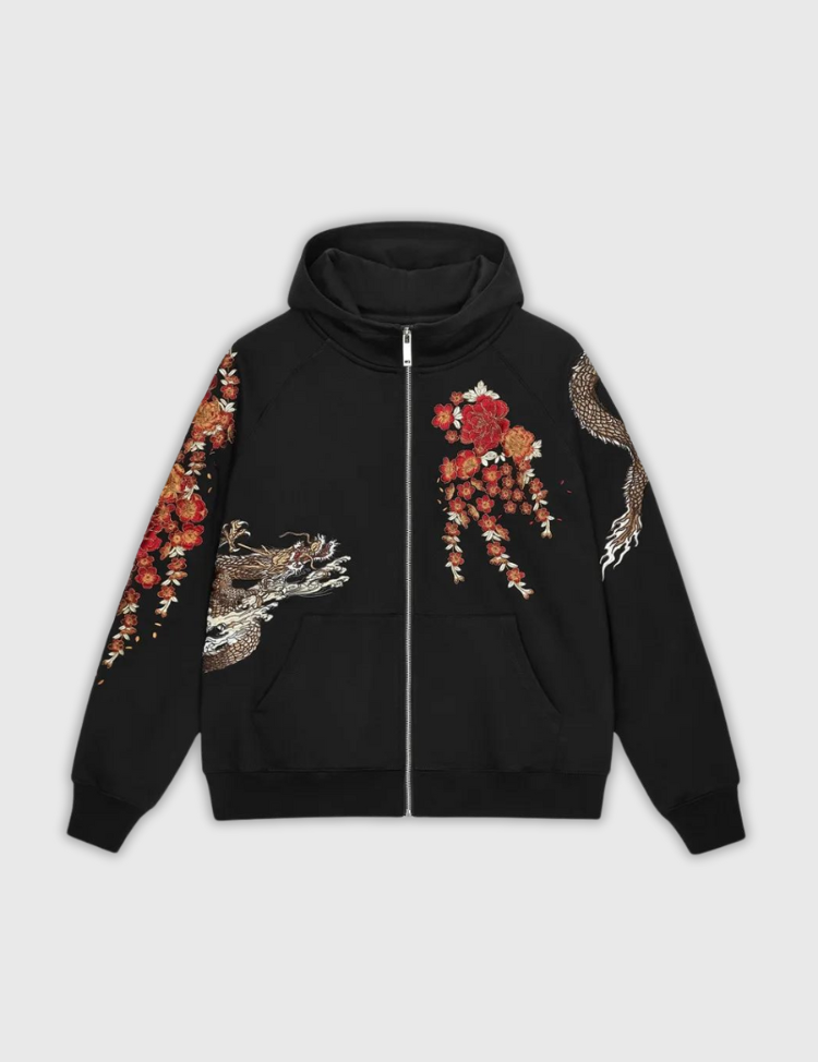 You will find on this Japanese blossom hoodie a symbol of peace and several birds on Sakura