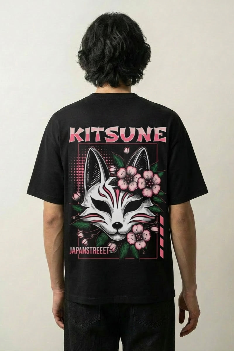 Kitsune T-Shirt, Fox Mask Oversized | Japan Clothing – JAPAN CLOTHING
