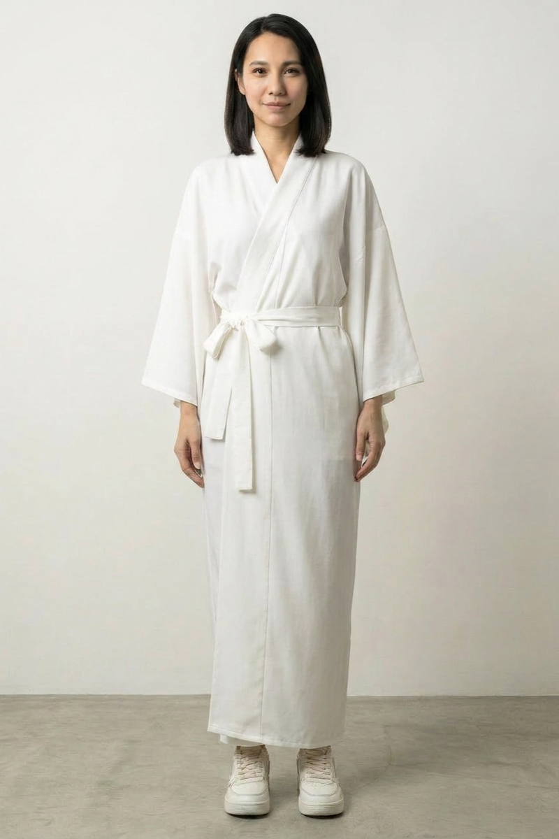 Nagajuban Kimono Robe — White or Black