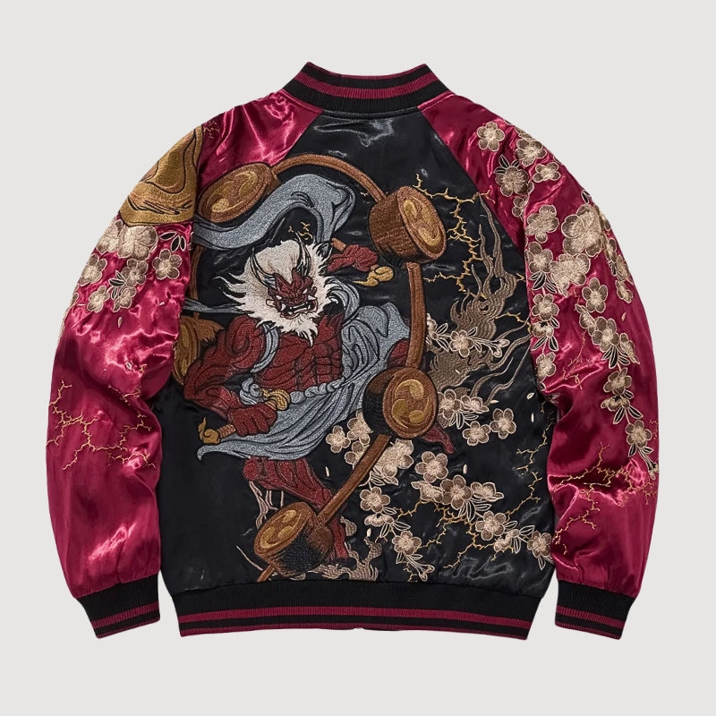 Veste Sukajan Geisha Bomber, Taille M-L, Broderie Japonaise, Polyester, Doublée, Vintage Neuve