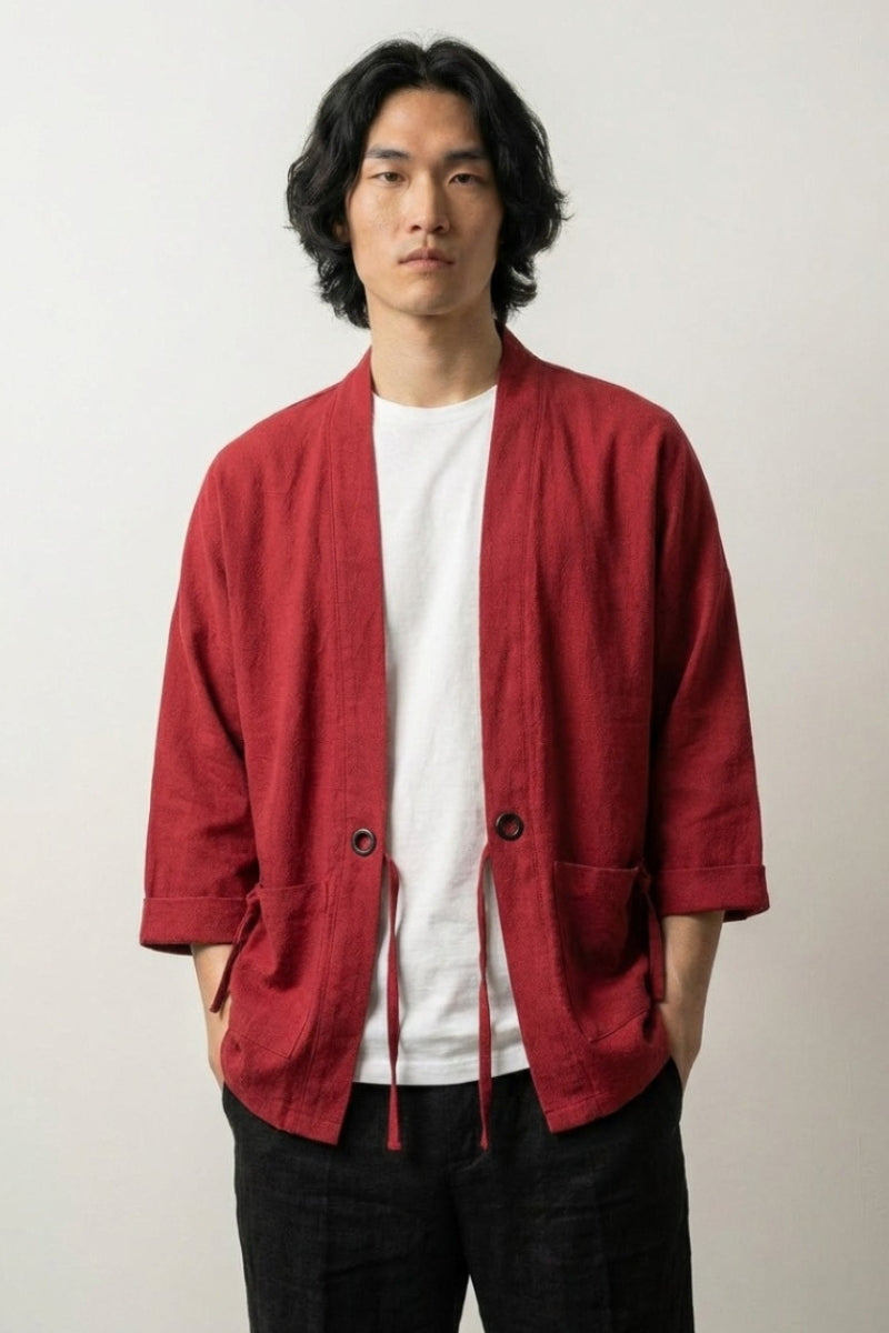 Red Kimono Jacket, Minimal Brick Red | Japan Clothing – JAPAN CLOTHING