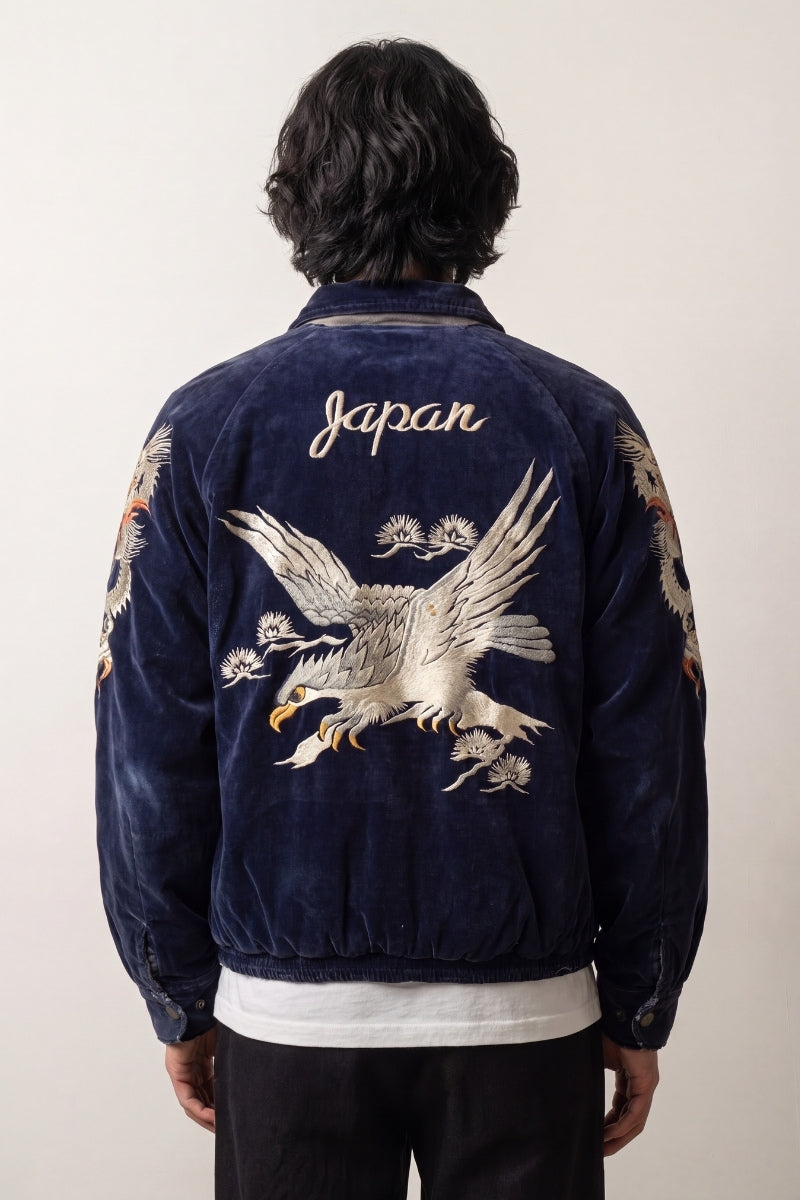 Suede Bomber Jacket, Embroidered Dragon | Japan Clothing – JAPAN