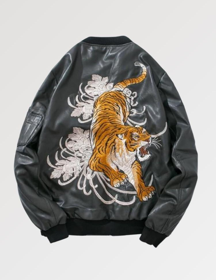 Mythical Tiger Leather Aviator Bomber