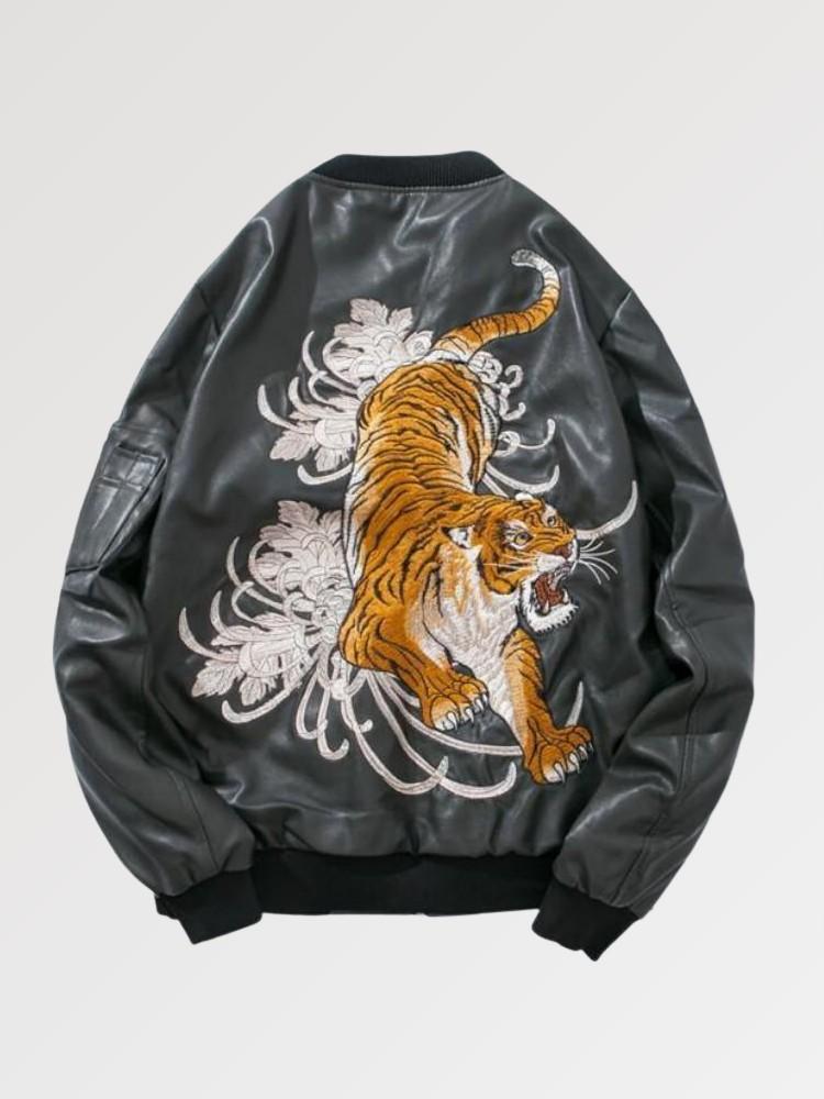 Mythical Tiger Leather Aviator Bomber
