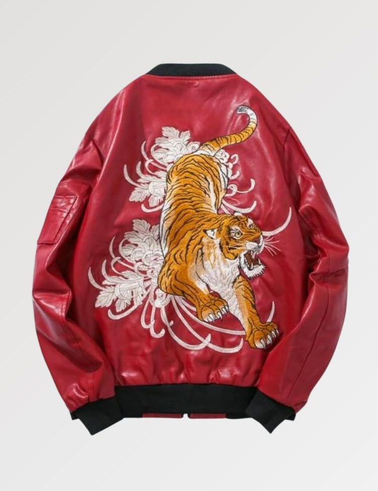 Mythical Tiger Leather Aviator Bomber
