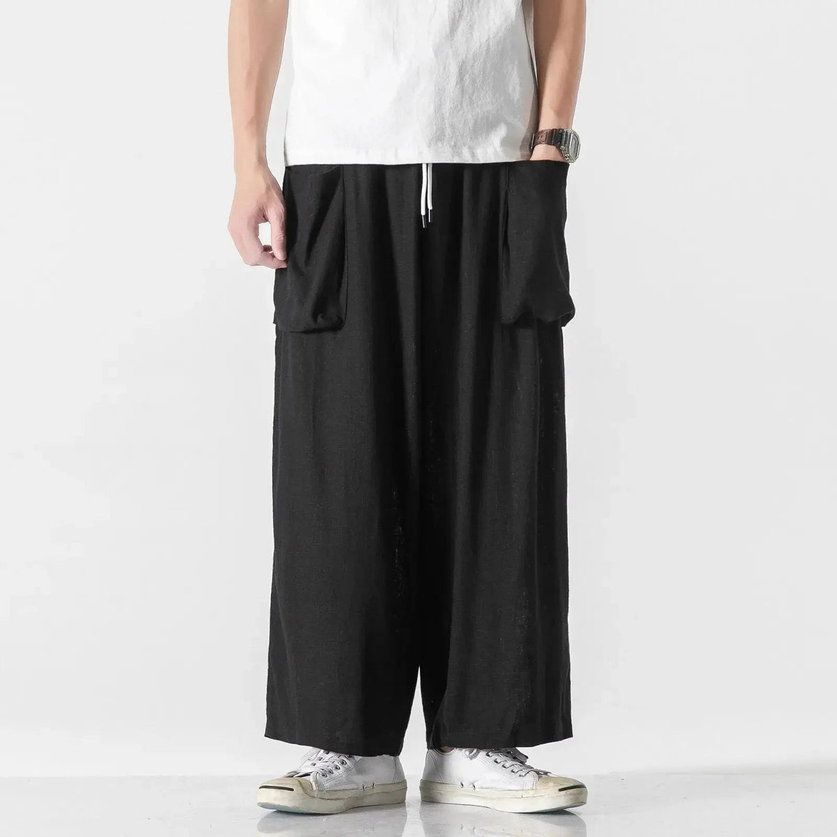 KYOETSU Men's Japanese Hakama Pants Type (Medium, Navy) 