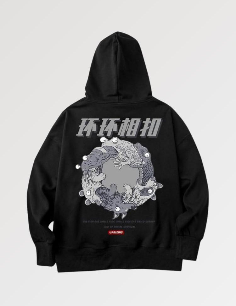 Black Hoodie Japanese Writing