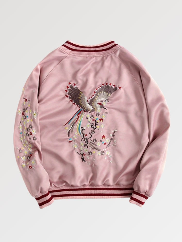 Embroidered Bomber Jacket Women Japanstreet – Japan-Clothing