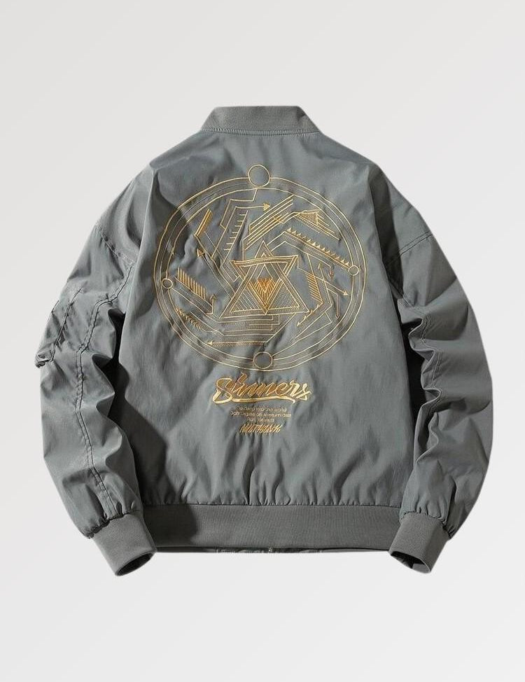 Conquer the millenium and tame the Matrix by wearing our geometric bomber jacket