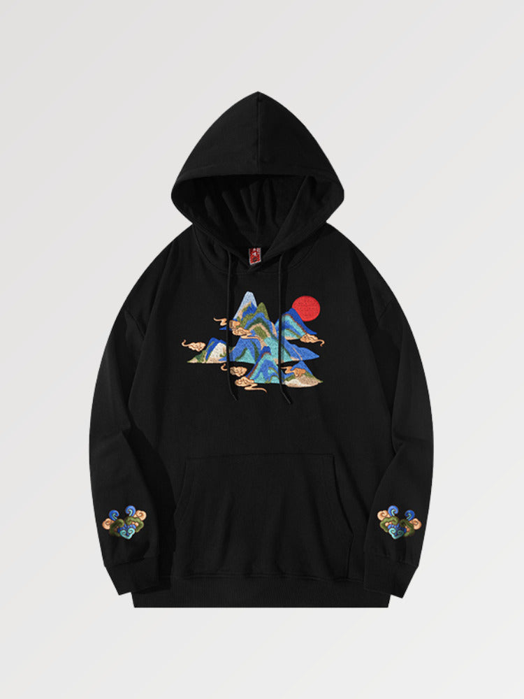 Our Japanese Landscape hoodie represents the feeling of freedom felt when climbing Mount Fuji