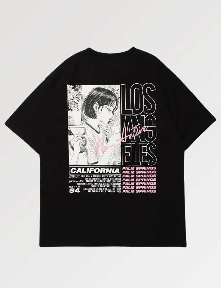 Beautiful unisex Japanese manga shirt decorated with manga girl