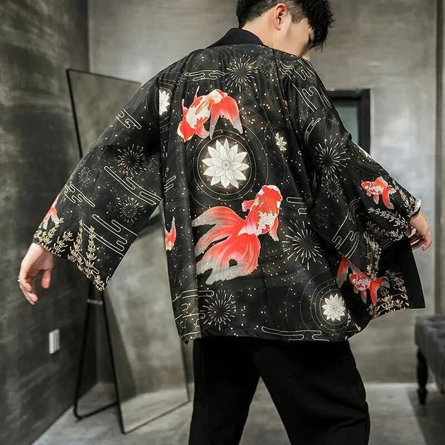 PRIJOUHE Men's Japanese Kimono Cardigan Jackets Casual Long Sleeve Open  Front Coat Lightweight Yukata Outwear at  Men's Clothing store