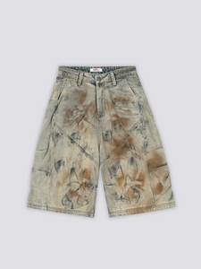 Acid Wash Denim Shorts - 色あせ