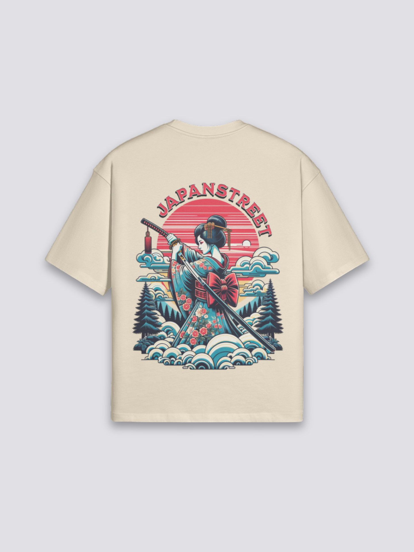 Japanese Print T-Shirt - げいしゃ — geisha wave graphic (3)