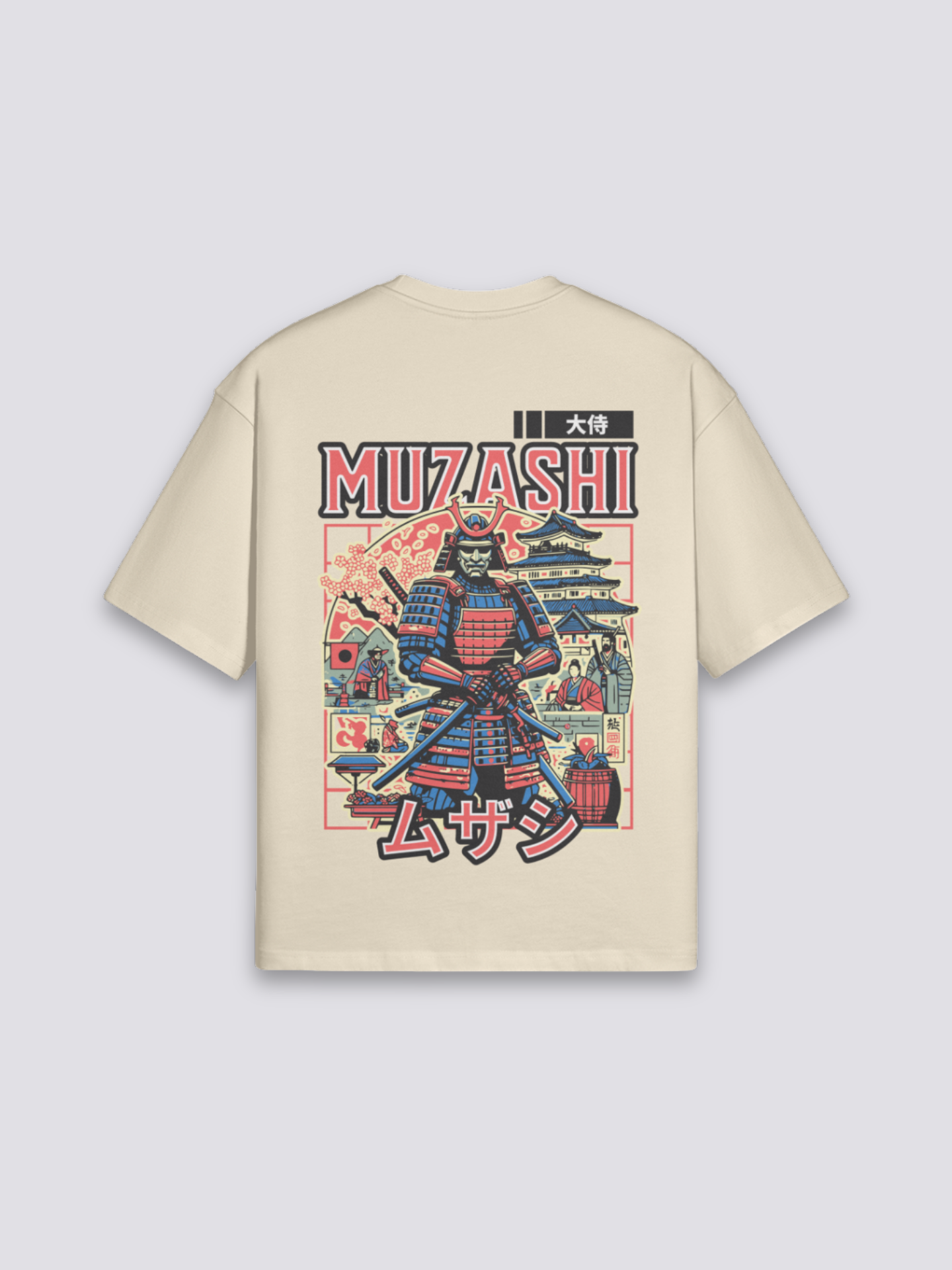 Old Japanese T-Shirt - うきよえ — Musashi woodblock graphic (1)