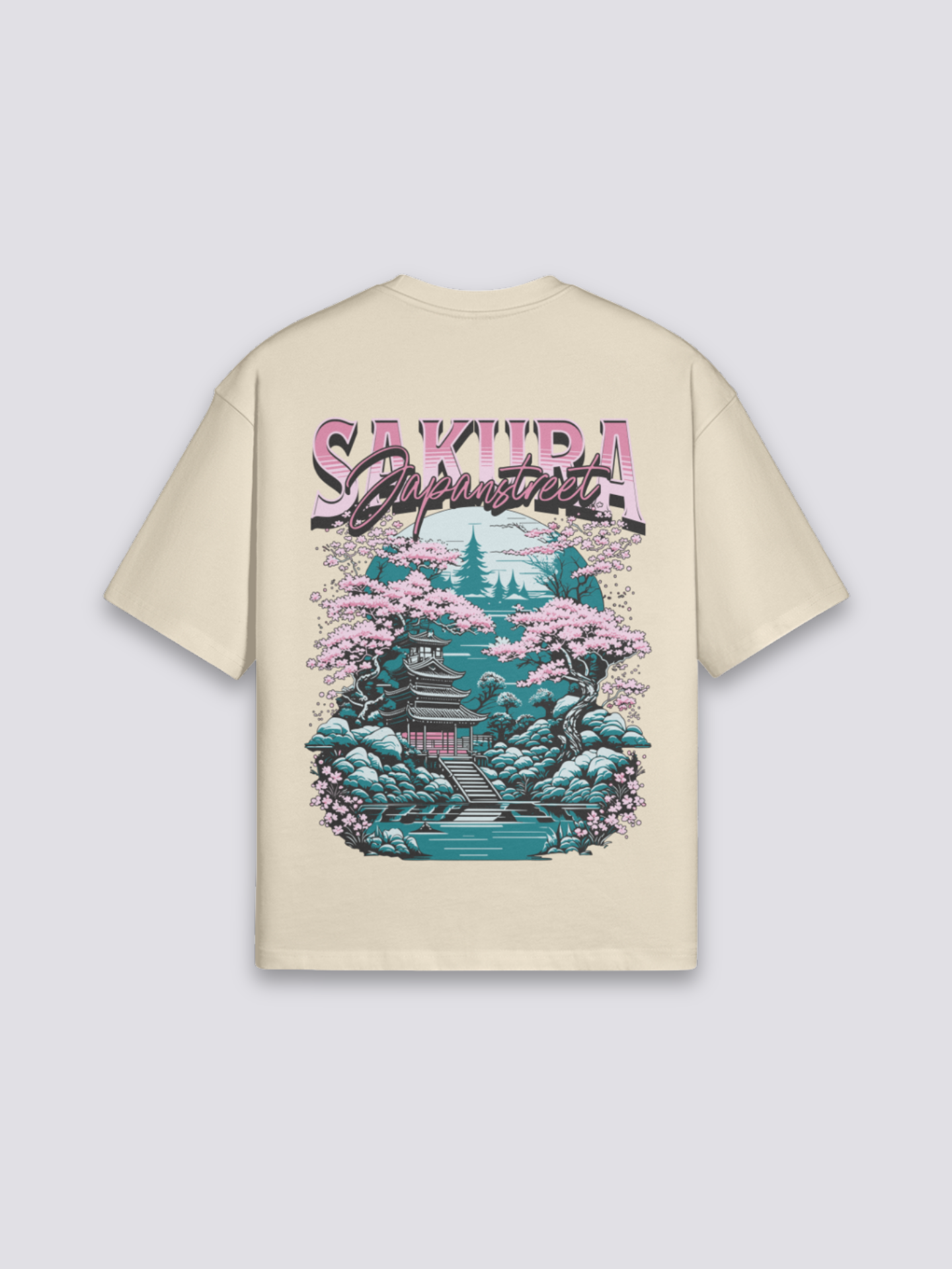 Detail view of japanese t-shirt with sakura print - Sakura T-Shirt