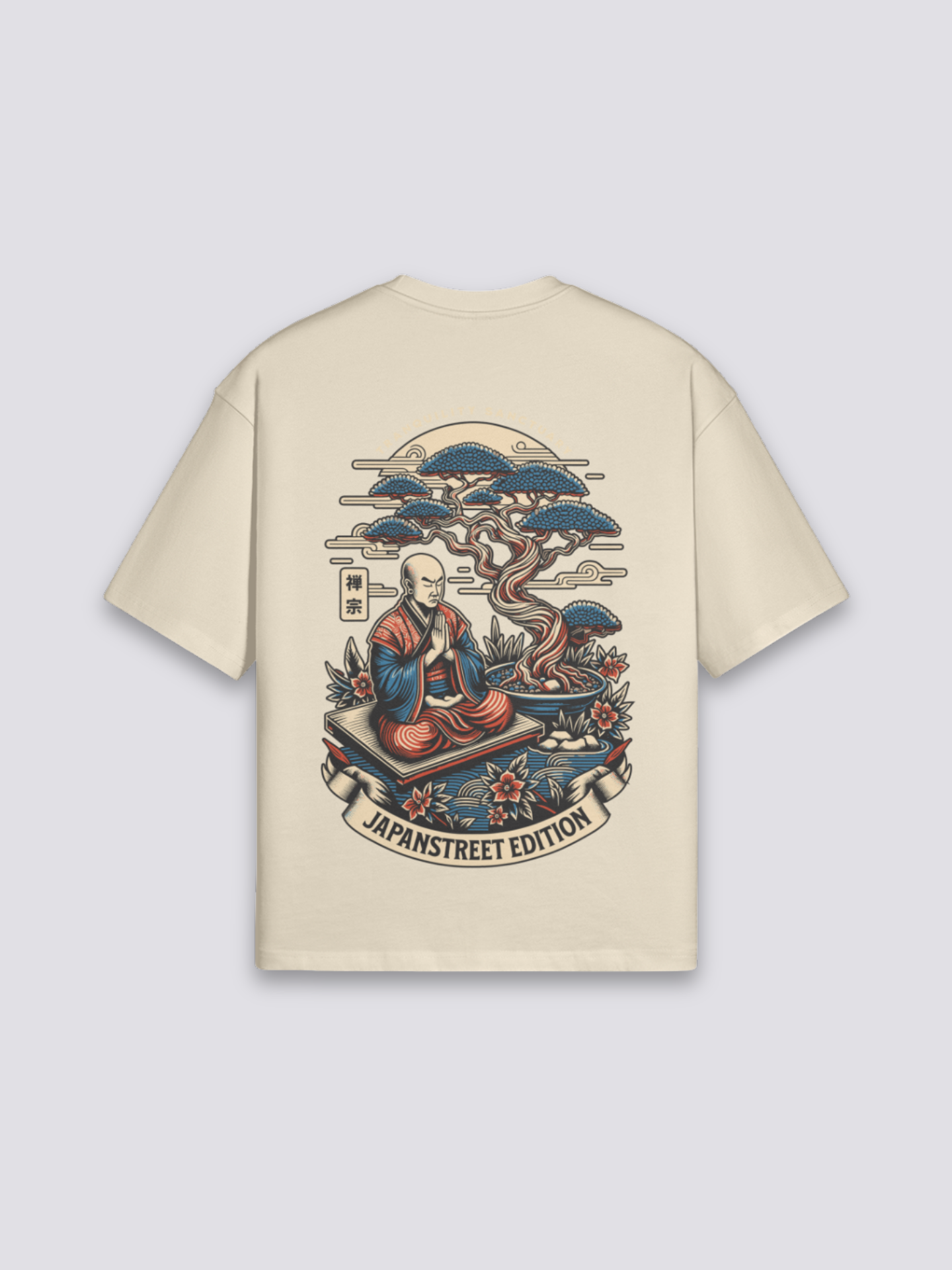 T-Shirt with Japanese Print - プリント — bonsai landscape graphic (1)
