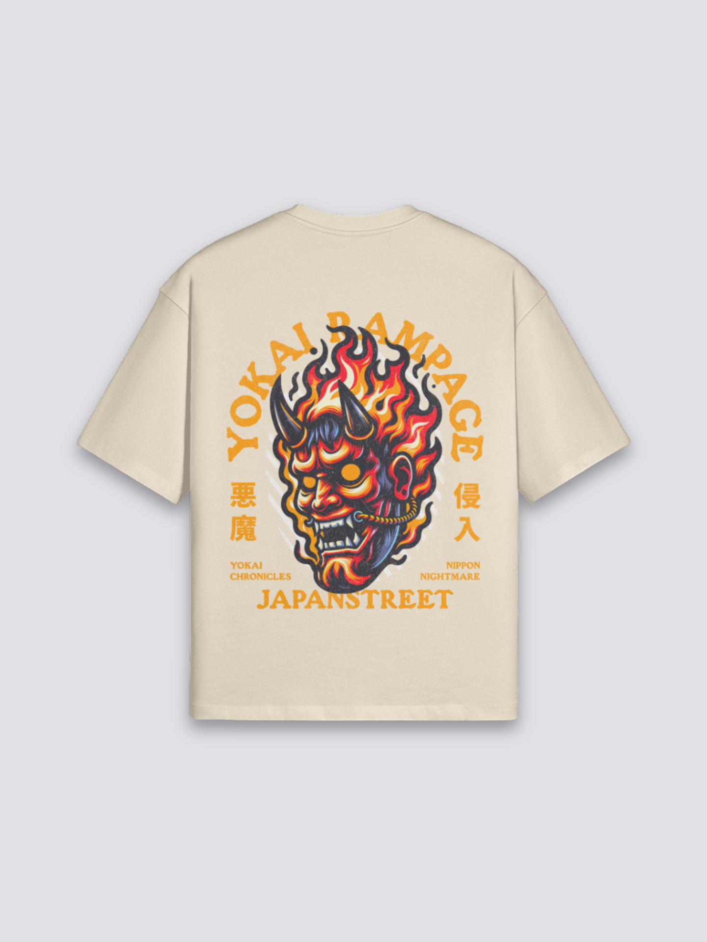 Yokai T-Shirt, Demon Flames Oversized | Japan Clothing – JAPAN