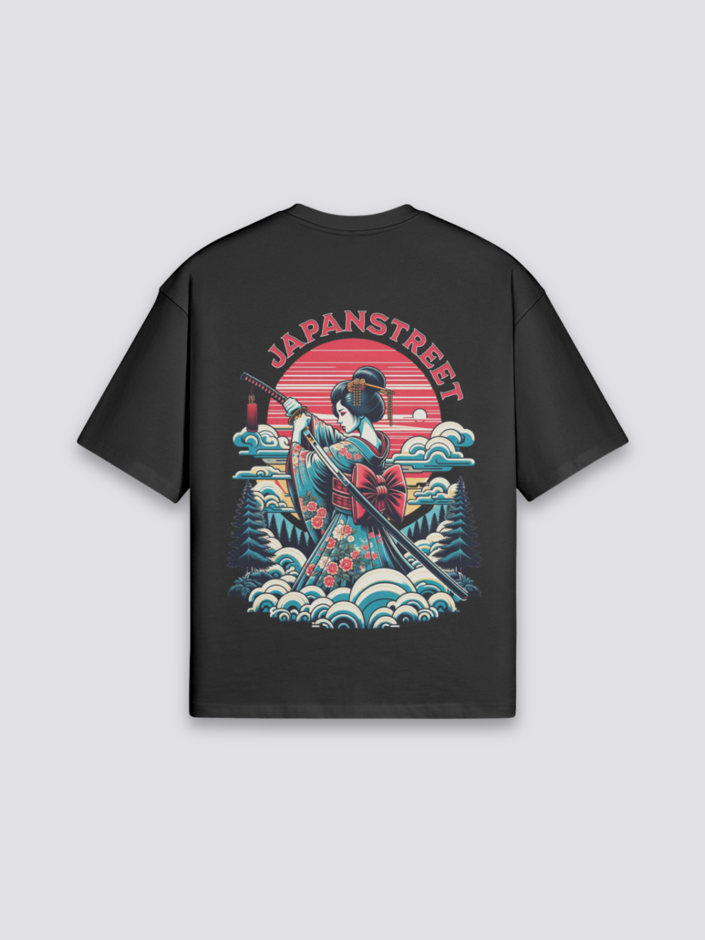 Japanese Print T-Shirt - げいしゃ — geisha wave graphic (1)