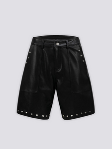 Black Leather Shorts - レザー