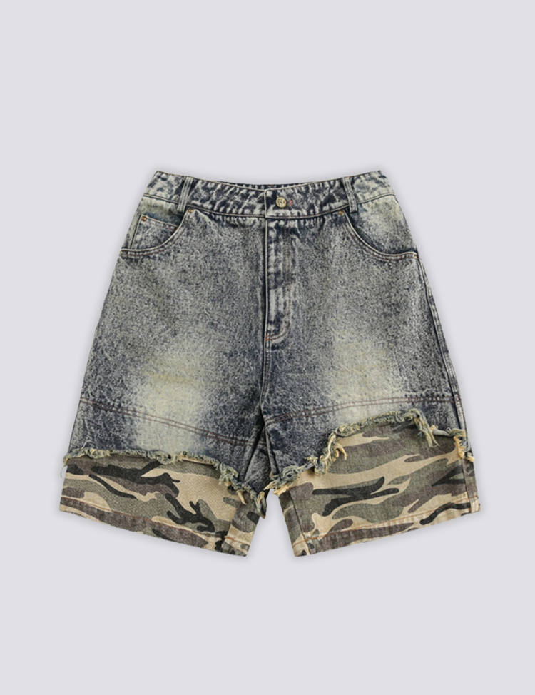 Camo Denim Shorts