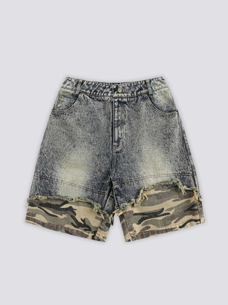 Camo Denim Shorts