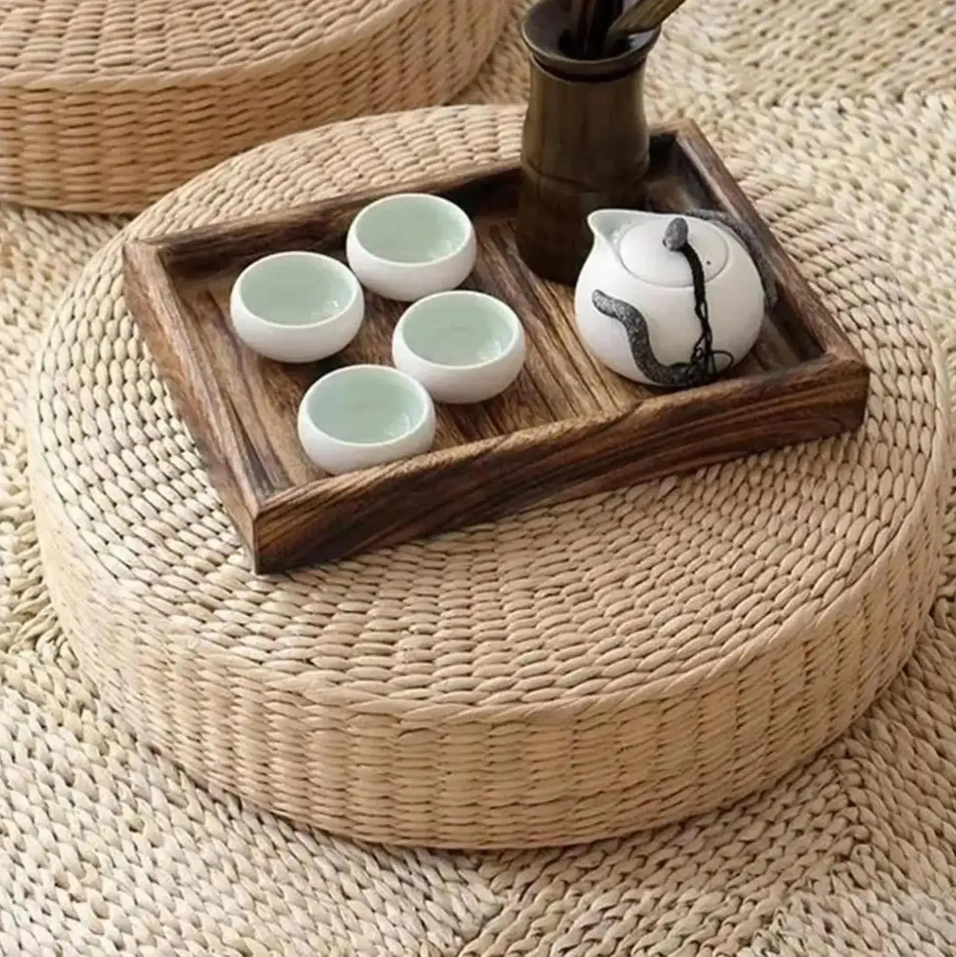 Kuna' round Japanese woven straw cushion Japan Clothing