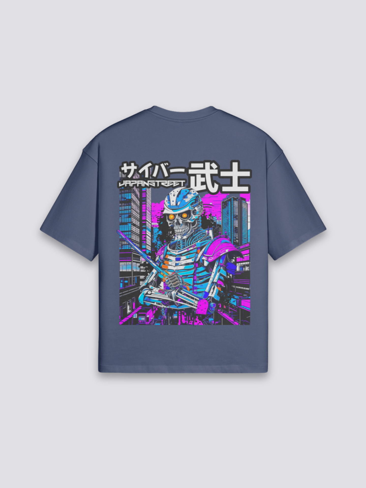 Cyberpunk T-Shirt - サイバーパンク — neon cyber-samurai back print