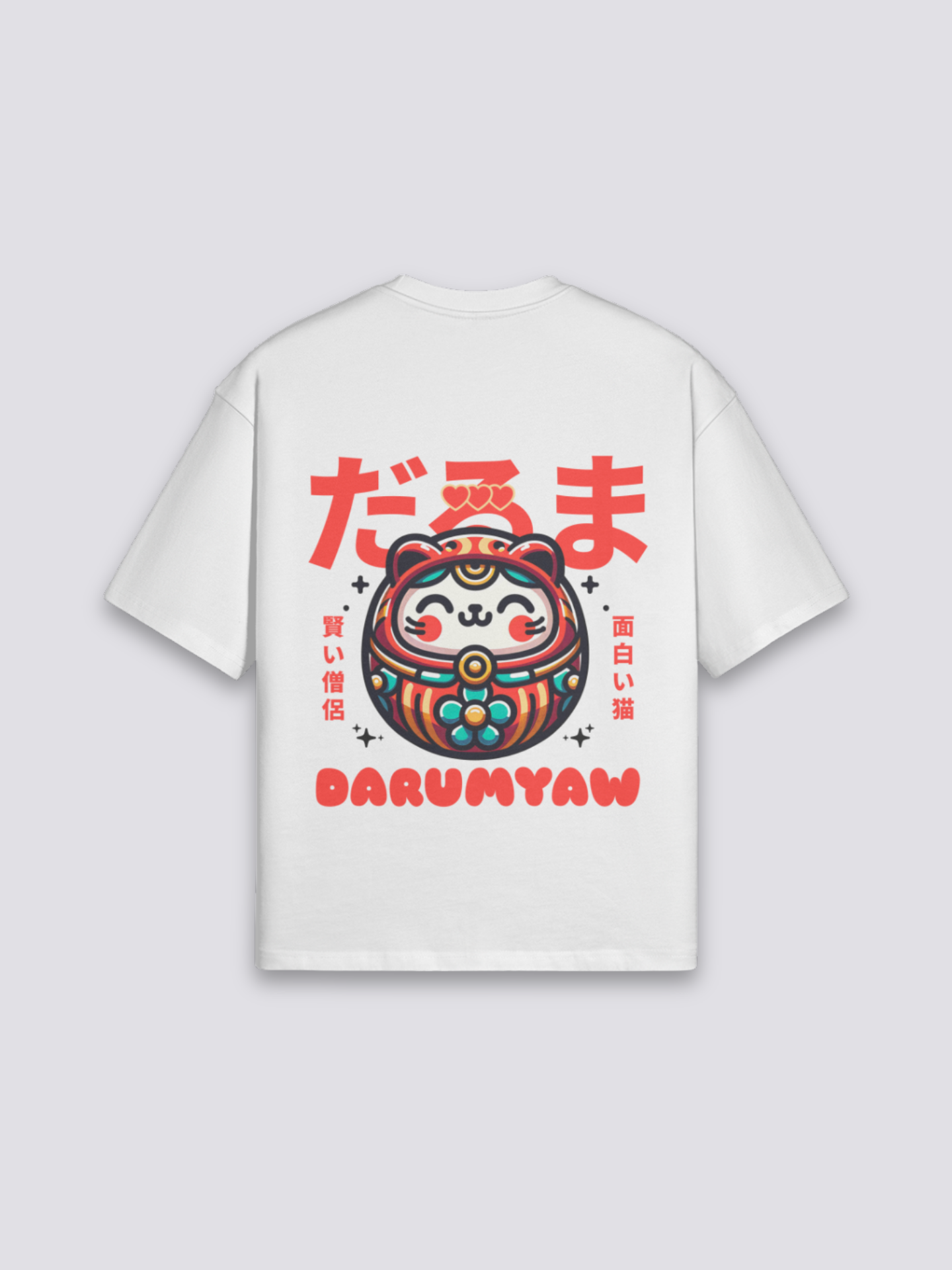 Daruma T-Shirt - だるま — cheerful red daruma doll back print