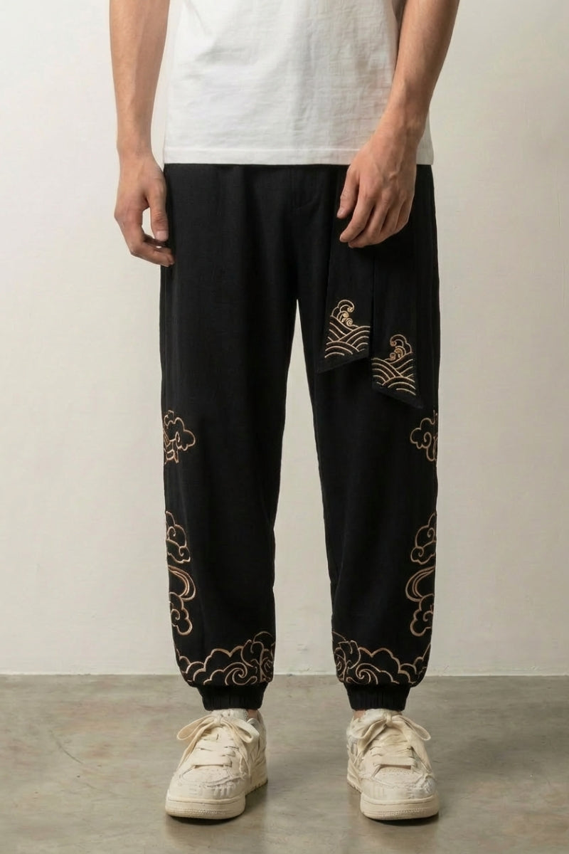 Japanese Tobi Pants Kumo, Cloud Embroidery | Japan Clothing