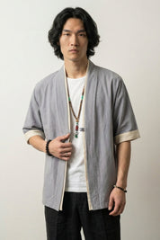 Japanese Style Jacket Mens 'Grey Hideki' | Japan Clothing