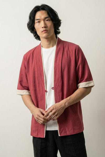 Cotton Kimono Jacket 'Red Hideki'