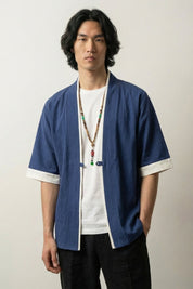 Kimono Jacket Men 'Blue Hideki' | Japan Clothing