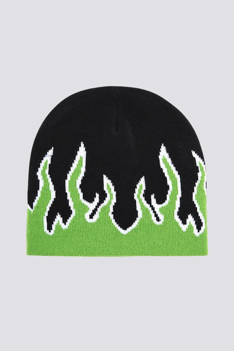 Flame beanie colorways - blue, purple and green Japanese street hat