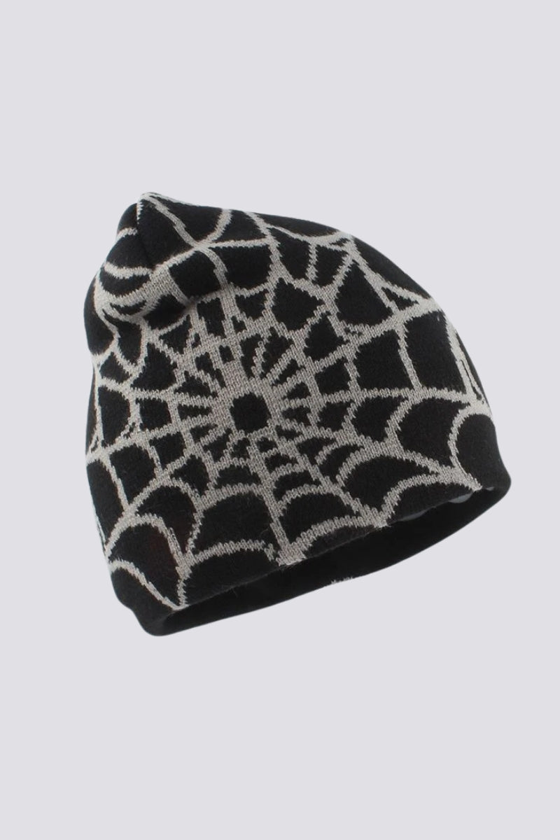 Spider web beanie colorways - black, gray and white streetwear beanie