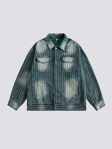 Striped Denim Jacket - テクスチャ