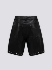 Black Leather Shorts - レザー