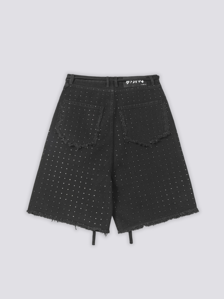 Rhinestone Denim Shorts - ストラス