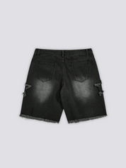 Star Print Denim Shorts - スター