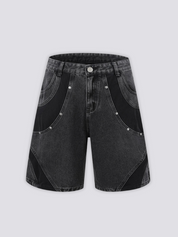 Two-Tone Denim Shorts - ツートン