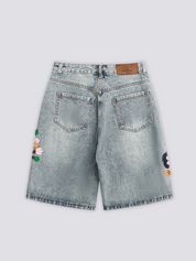 Embroidered Denim Shorts - 刺繍