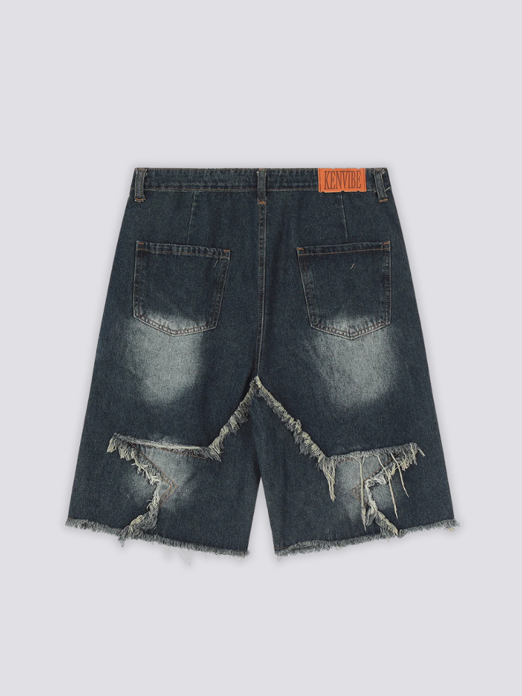 Distressed Denim Shorts - ブランド