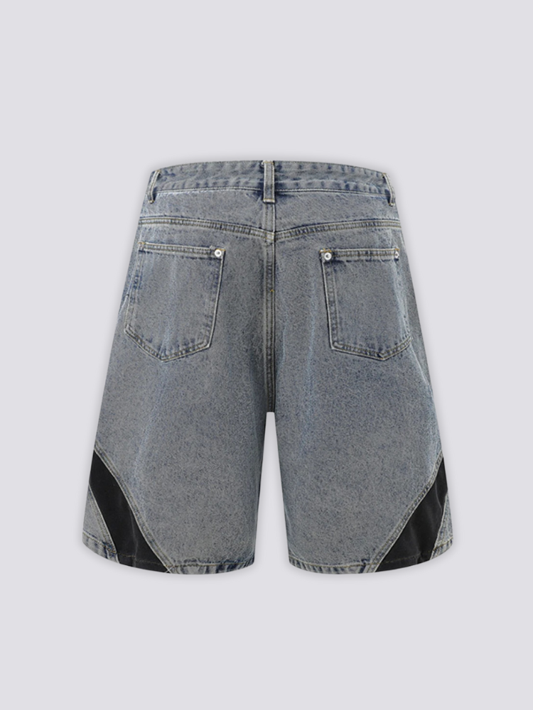Two-Tone Denim Shorts - ツートン