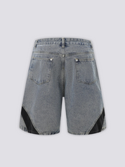 Two-Tone Denim Shorts - ツートン