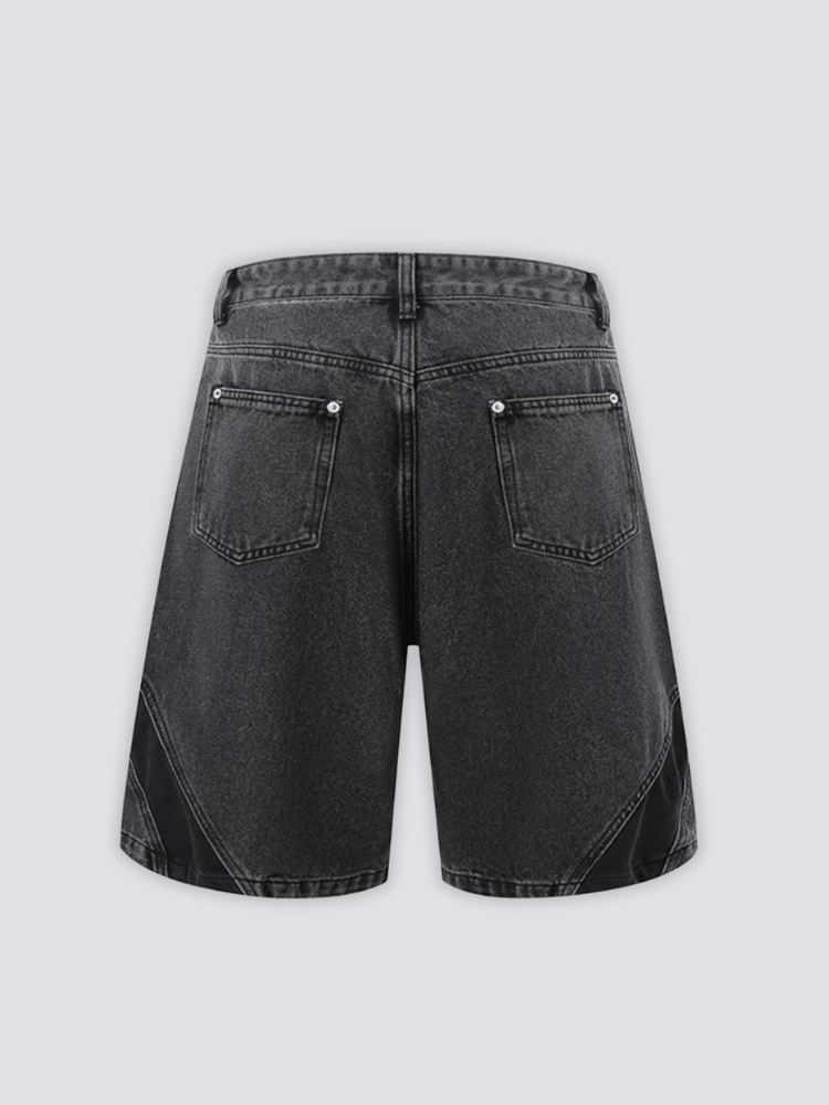 Two-Tone Denim Shorts - ツートン